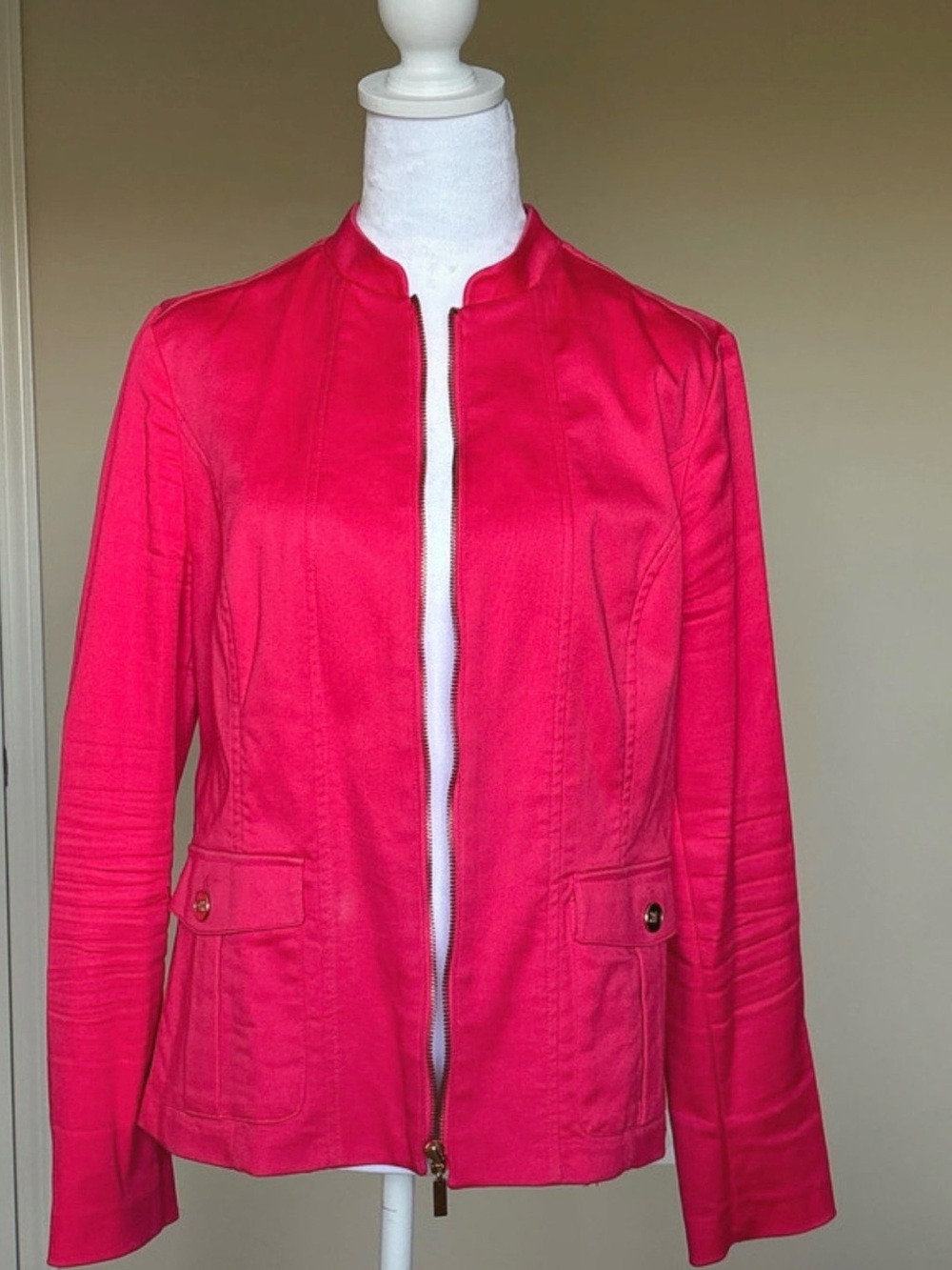 Charter Club Hot Pink Zip-Front Jean Jacket